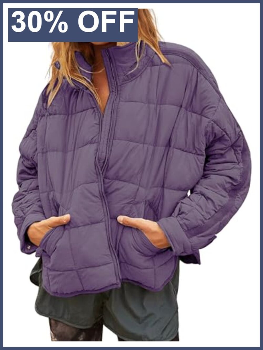Women's Oversized Quilted Lightweight Puffer Jacket Loose Fit Shacket